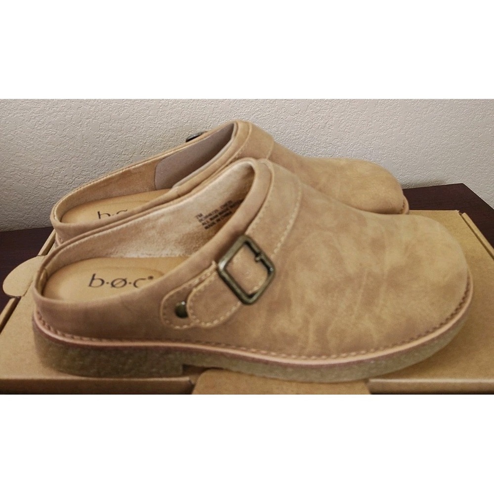 BOC B.o.c. Born Concept Lexi Slip On Mules Light Tan Clogs Womens 7 Buckle
